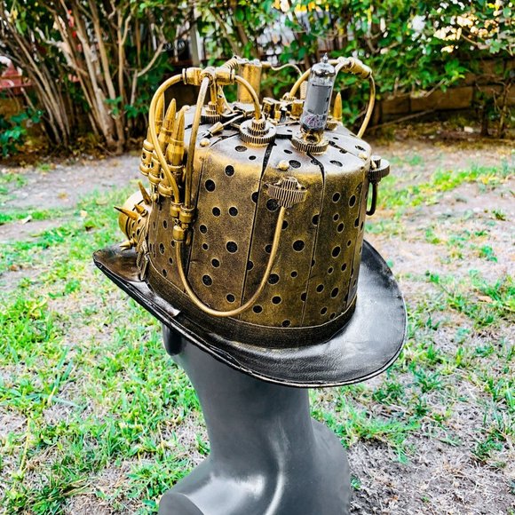 Steampunk Metalic Top Hat Halloween Costume - Picture 7 of 7